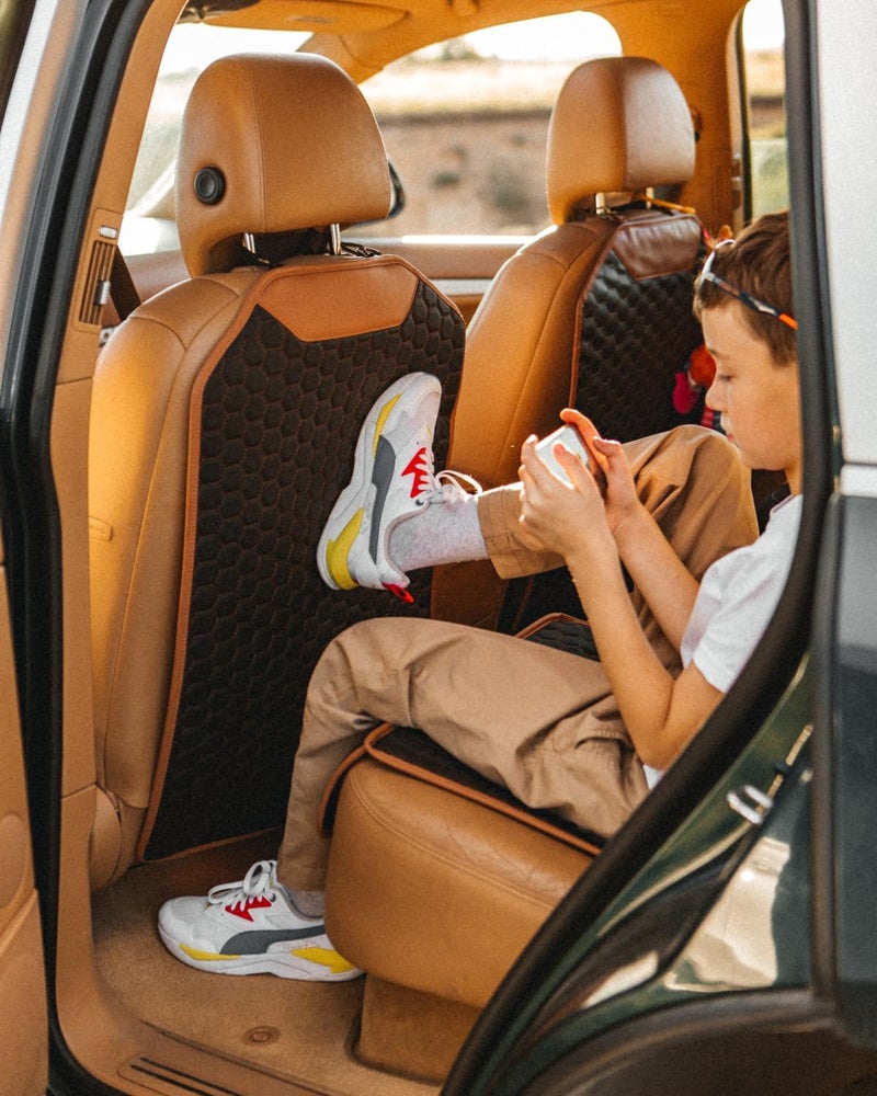 Owleys Kick Mat Back Seat Protector - Car Back Seat Cover for Kids Feet - Waterproof & Sturdy Protector for Upholstery from Dirt, Mud, Scratches and Stain (Hexy) - Image 1